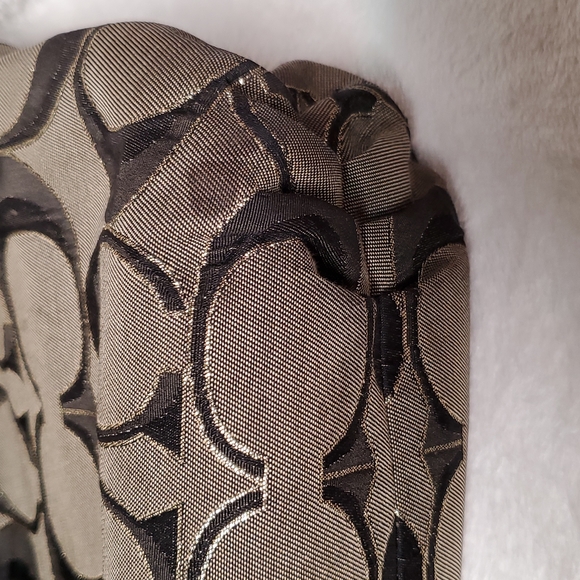 COACH VTG Large Poppy Signature Glam Tote Bag Tan & Black - Picture 9 of 10